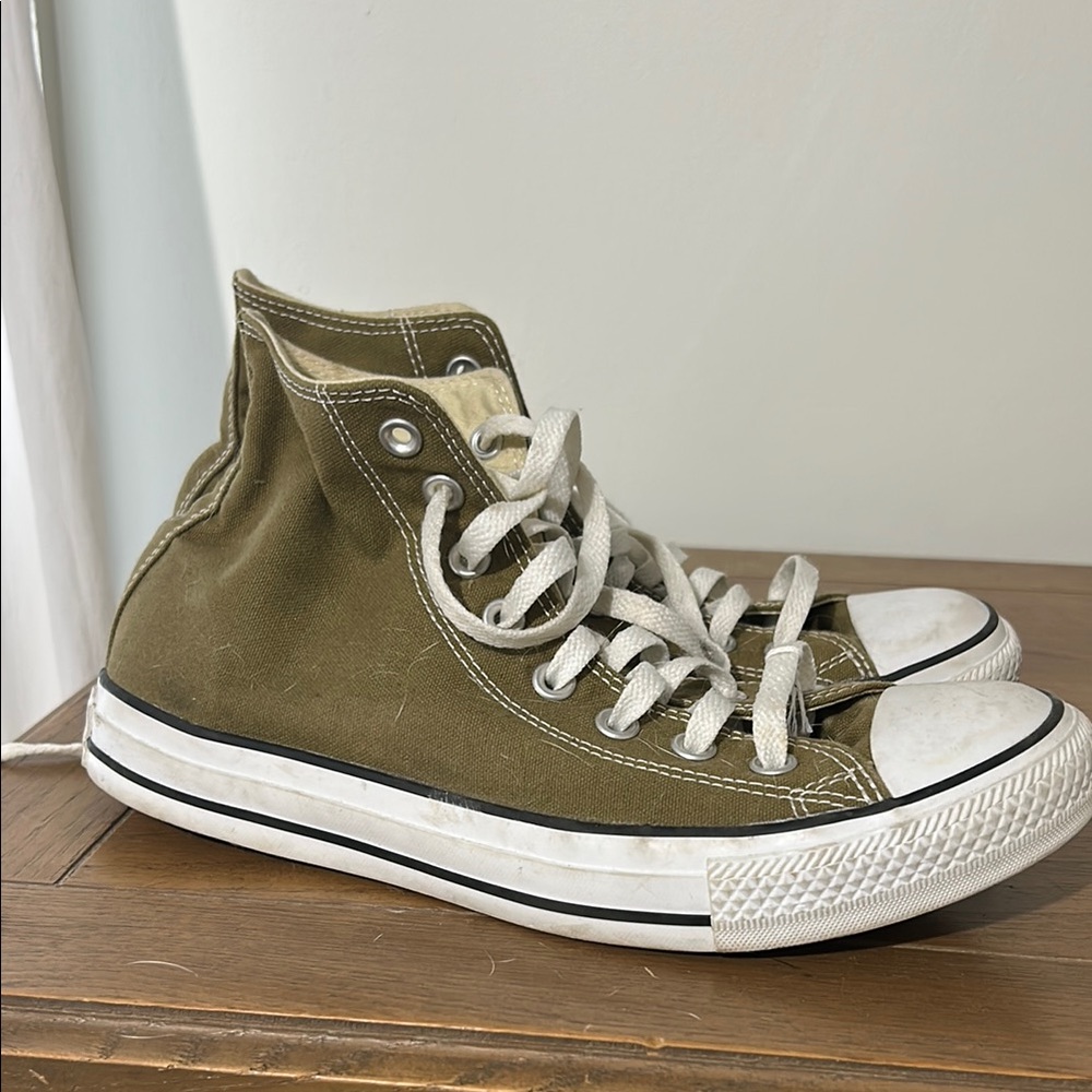 Olive Green High-Top Converse Sneakers